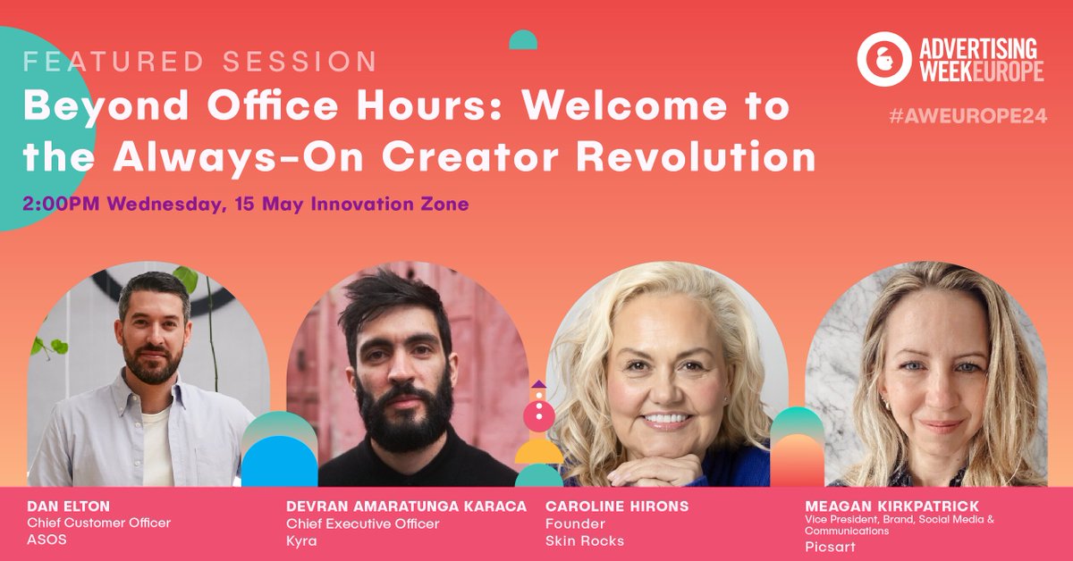 Catch leaders from ASOS, Kyra, Skin Rocks & Picsart as they unpack why fleeting creator marketing efforts fall short & why brands must embrace an always-on strategy. bit.ly/3wvbR2n

#AEurope24