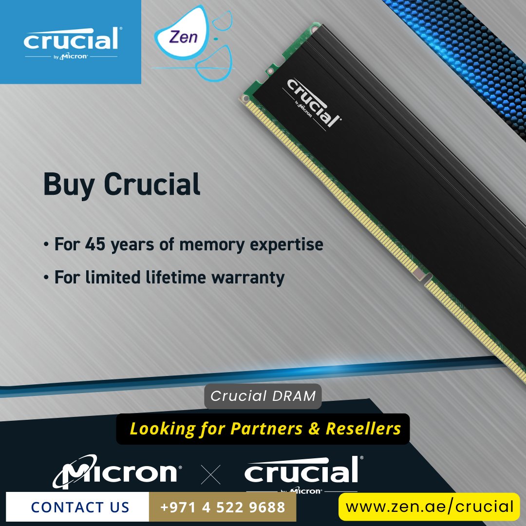 #crucial Crucial DRAM DDR4

Looking for partners & resellers.

smpl.is/92nwc

#3cx #zenitdxb #zenit #businesscommunication #dubaistartup #3cxhosting #simhosting #saudistartups