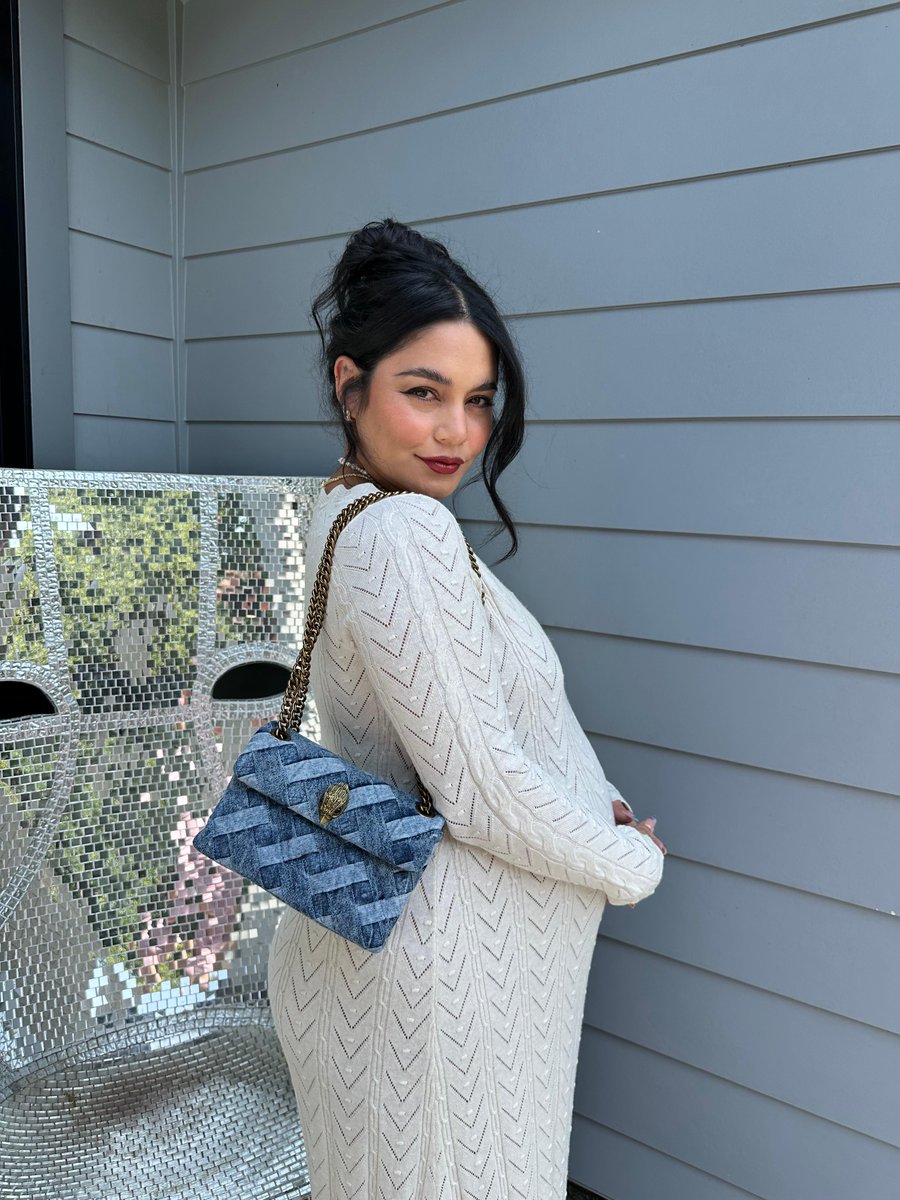 Denim is THE TREND of Spring Summer ☀️ Vanessa Hudgens wearing Kurt Geiger's iconic Mini Denim Kensington Bag 👜 Shop yours at Kurt Geiger, Platinum Mall