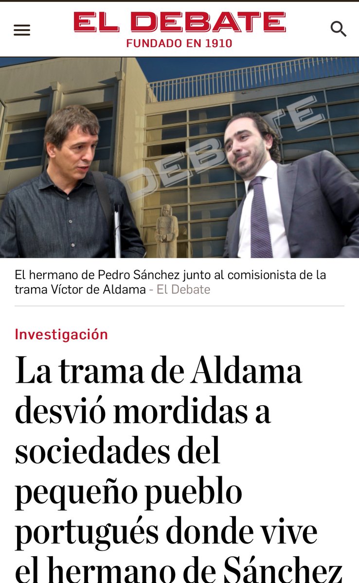 El hilo conductor de las mordidas es el padrino económico de Begoña, la bien pagá. Así es como los ciudadanos hemos pagado la cátedra de la mujer de Pedro Sánchez y el palacete portugués de su hermanísimo mientras elude pagar impuestos en España. eldebate.com/espana/2024051…