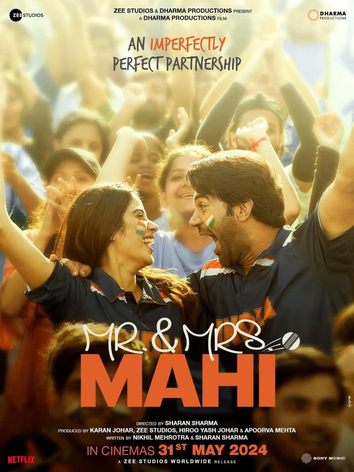 #MrAndMrsMahi (Hindi) releasing in theatres on May 31st 🎬Sharan Sharma. 🌟JanhviKapoor & Rajkummar Rao.
