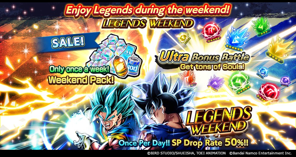 [LEGENDS WEEKEND!] You can get 100 Chrono Crystals by logging in 3 days in a row! Keep on completing weekend Daily Missions and you can get Multi-Z Power for LEGENDS LIMITED characters! Weekends are for #DBLegends! #Dragonball
