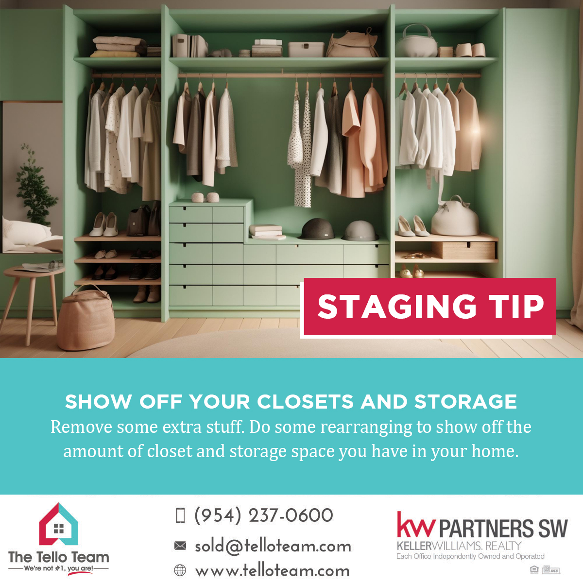 #StagingTip Show off your closets and storage

Looking to sell your home? 📲+1 954-237-0600

#stagingsells #stagingtips #stagetosell #realestatebroker #realestatemiami #realestateflorida #floridarealtor #floridarealtors #floridarealestate #floridarealestateagent