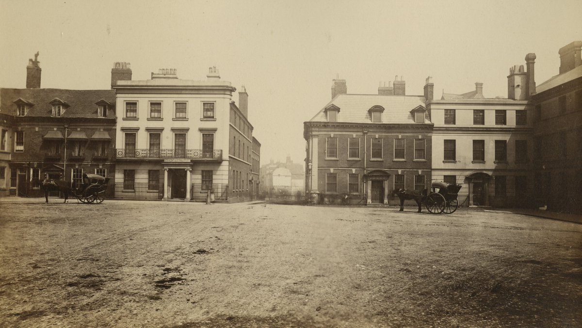 #PhotoFriday Improvement Scheme photograph (87A), Old Square c. 1871–74. In the Post Office Directory of Birmingham 1872, establishments included the Stork Hotel, Miss Augusta & Elizabeth Lane’s Ladies School & the Birmingham Homoeopathic Hospital and Dispensary @LibraryofBham