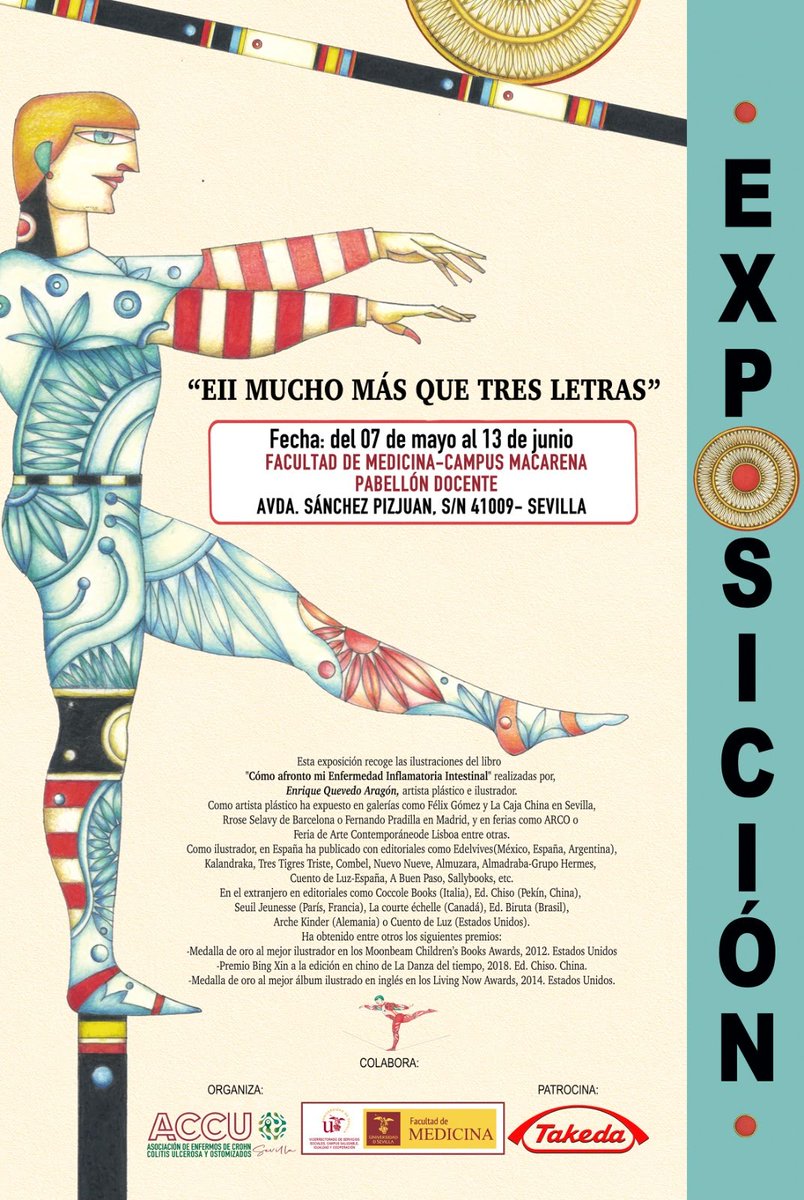 📷 19 MAYO | #DíaMundialEII 📷
Te recuerdo que desde el pasado martes puedes visitar la exposición "EII mucho más que tres letras" en <a href="/Medicina_US/">Facultad de Medicina de Sevilla</a> Campus Macarena.
Patrocinan: <a href="/Takeda_ES/">Takeda_ES</a> y <a href="/AbbVie_ES/">AbbVie España</a>
Colabora: <a href="/unisevilla/">Universidad de Sevilla</a>

#VisibilidadEII #Crohn #ColitisUlcerosa #Ostomía