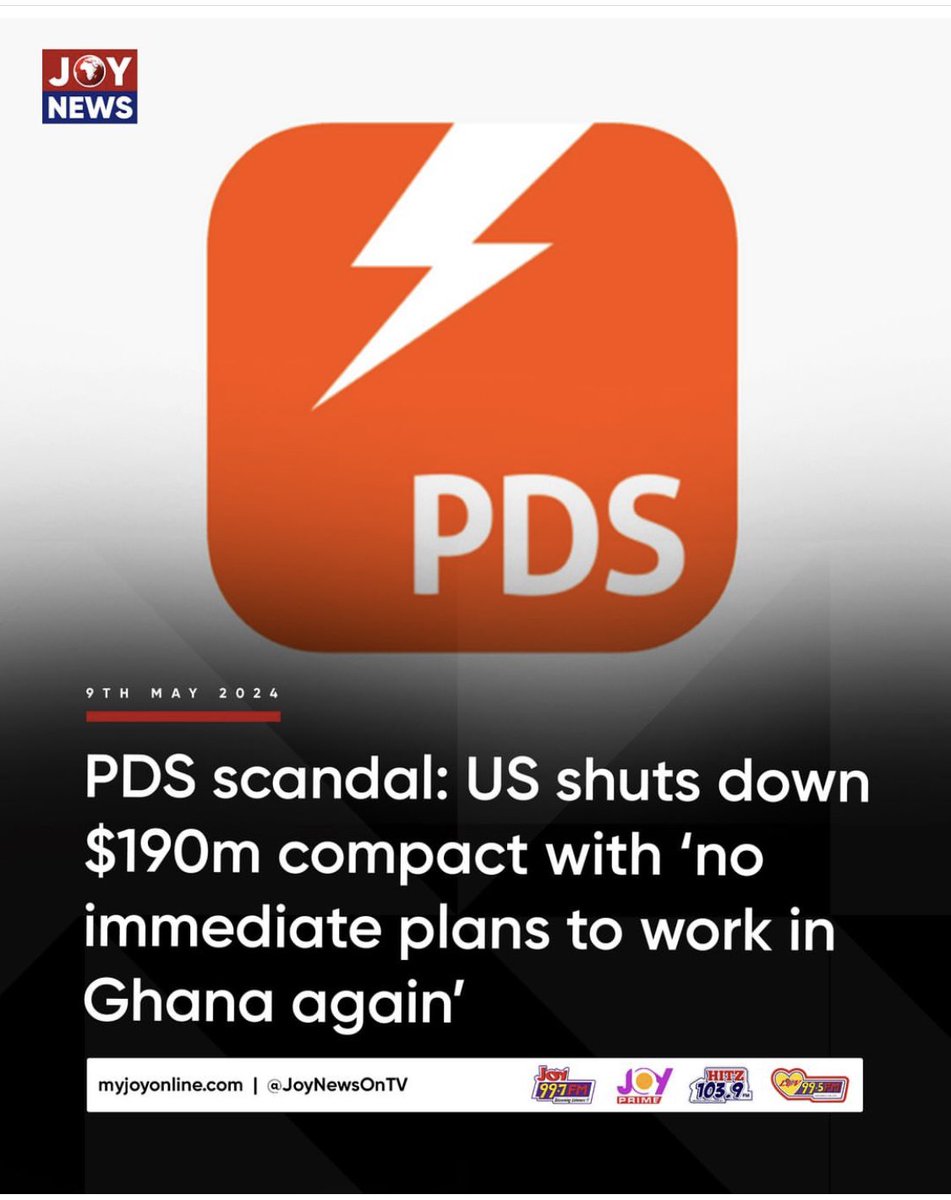 Dear fellow Ghanaians, It’s disheartening to learn that the $190 million we negotiated for private sector participation in electricity distribution under the US Millennium Compact has been lost due to Nana Addo and Bawumia's corrupt, ‘yenkyendi’, and cronyistic governance…