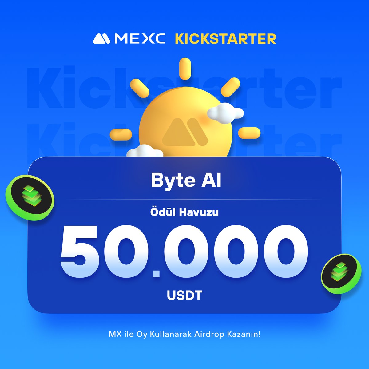 🚀 #MEXCKickstarter - @ByteAI_Portal $BYTEAI Projesi için Oy Kullanın, 50.000 $USDT Airdrop Kazanın! 🗳️ Oylama Tarihi: 10 Mayıs 2024 11.00 - 11 Mayıs 2024 10.50 📌 Ayrıntılar: mexctr.info/3UstAzu #MEXCTürkiye #MXToken #MX #BTC