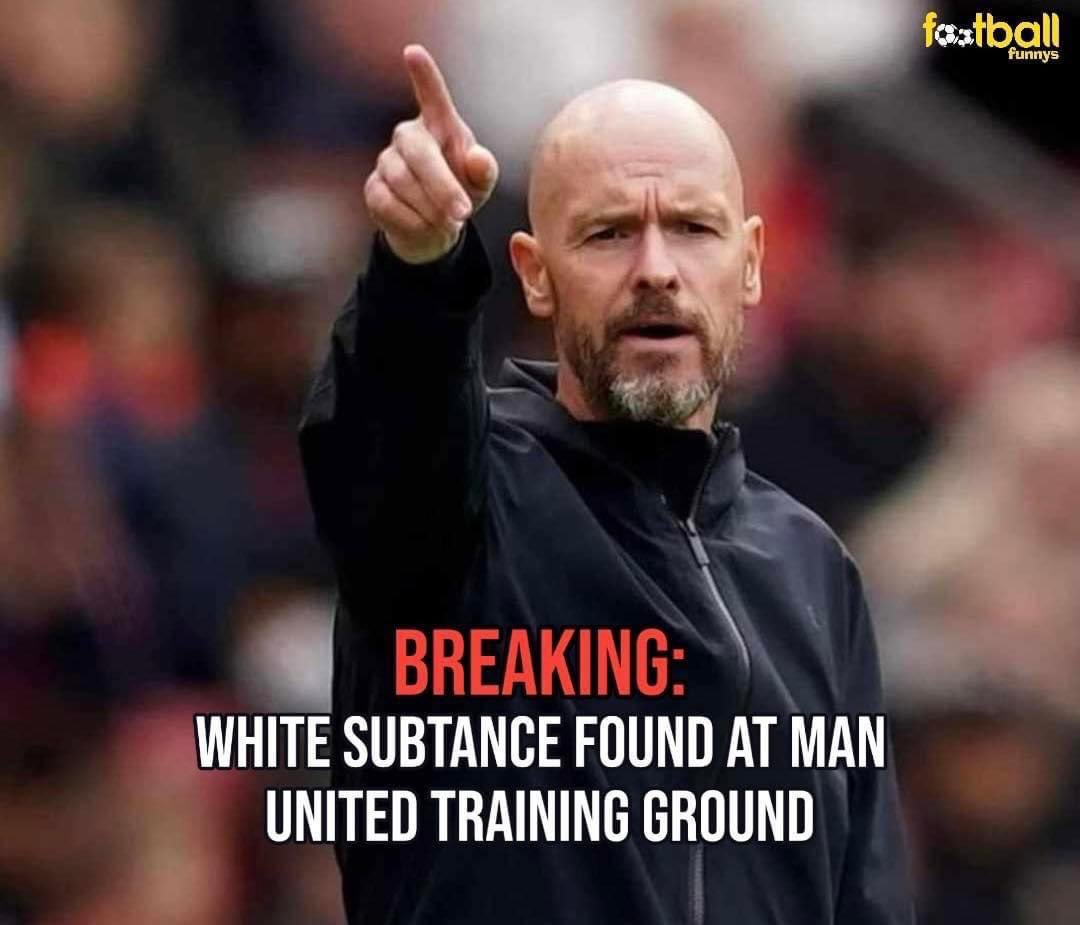 Sky Sports is reporting that a Man United training session was delayed for nearly 2 hours today after a player reported finding an unknown white powdery substance on the pitch. Training was suspended and the police were called. After a complete analysis, experts determined that
