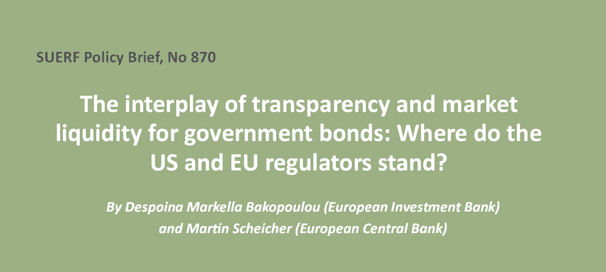 #SUERFpolicybrief “The interplay of transparency and market liquidity for government bonds: Where do the US and EU regulators stand?” by Despoina Markella Bakopoulou (@EIB) & Martin Scheicher (@ecb) tinyurl.com/4cnt5bnv #FixedIncome #MarketStructure #Liquidity #Transparency