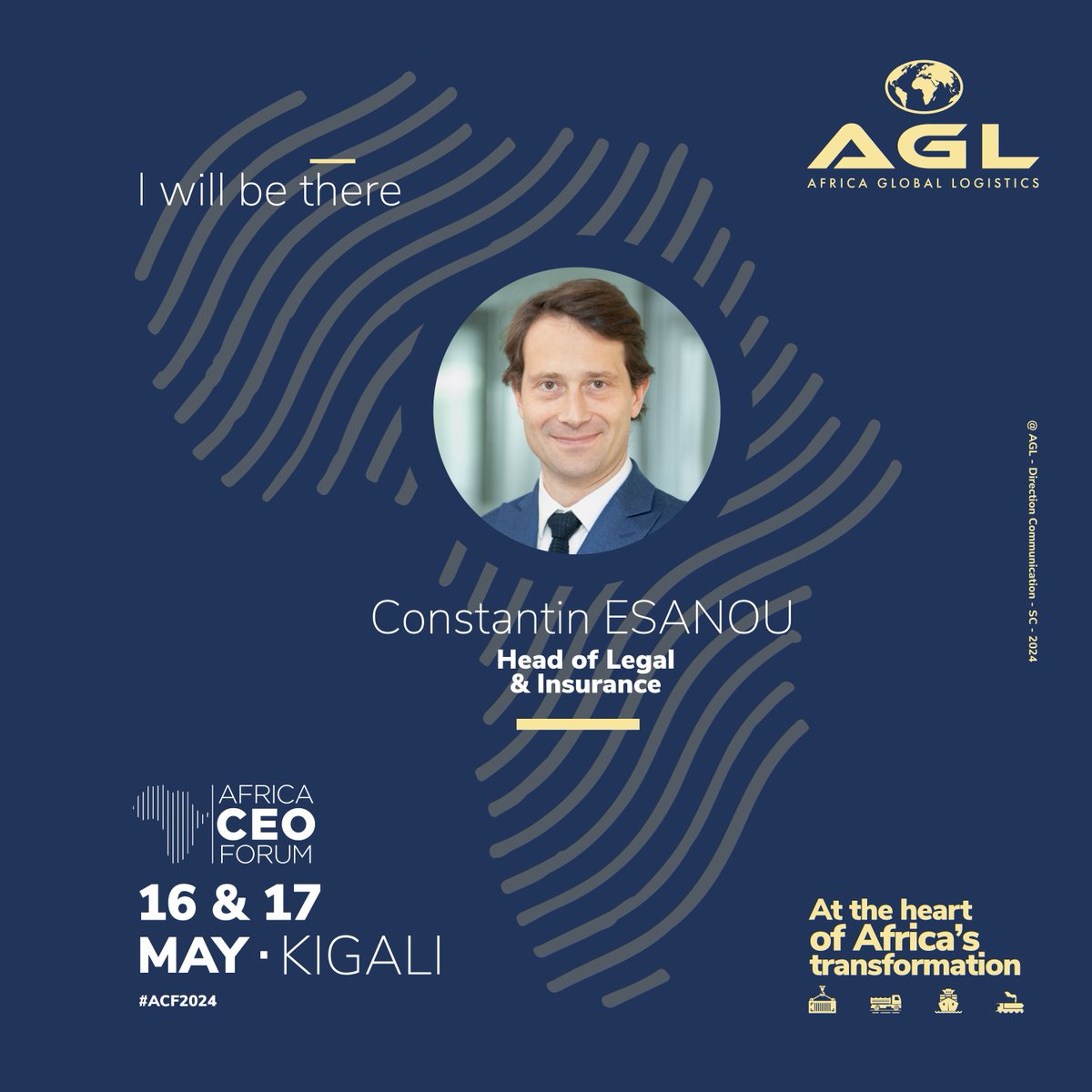 Announcing the participation of Constantin Esanou, Head of Legal & Insurance at AGL, at the @africaceoforum. He will emphasize on @aglgroup_ 's commitment to fostering local dispute resolution mechanisms. #AGL #AfricaTransformation #ConnectingAfrica