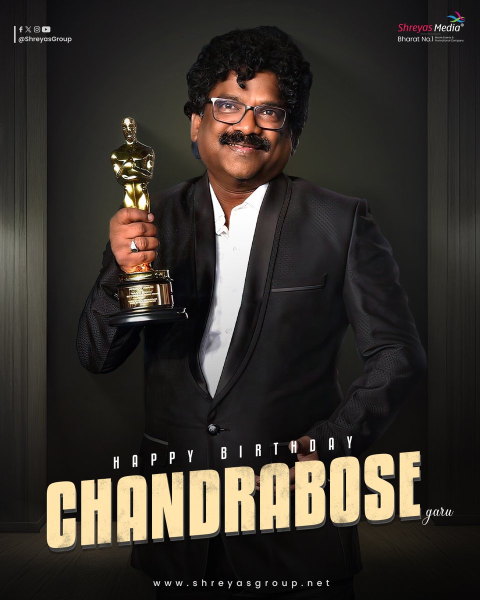 Happiest Birthday to the Academy Award Winning Lyricist, Pride of Telugu Literature Shri @boselyricist garu ✒️🌟 May prosperity, love, and generosity illuminate your path always.💥🤩 -Team @shreyasgroup✌️ #HBDChandraBose #HappyBirthdayChandraBose #ChandraBose #ShreyasMedia…