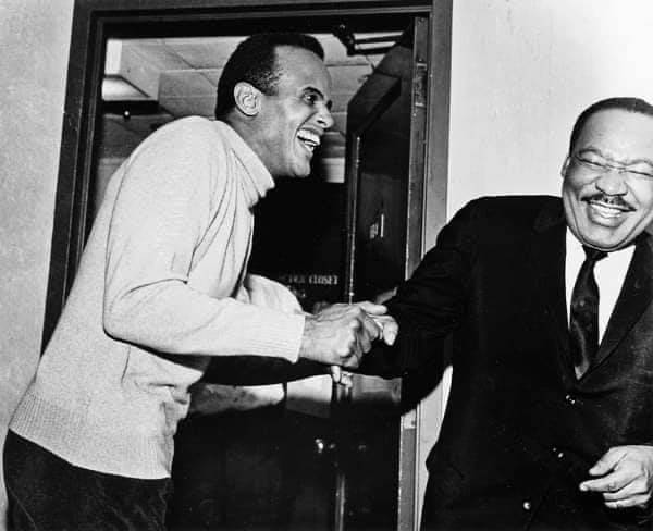 Beautiful photo, Harry Belafonte and Dr Martin Luther King Jr, having a good laugh together. #blackjoy
