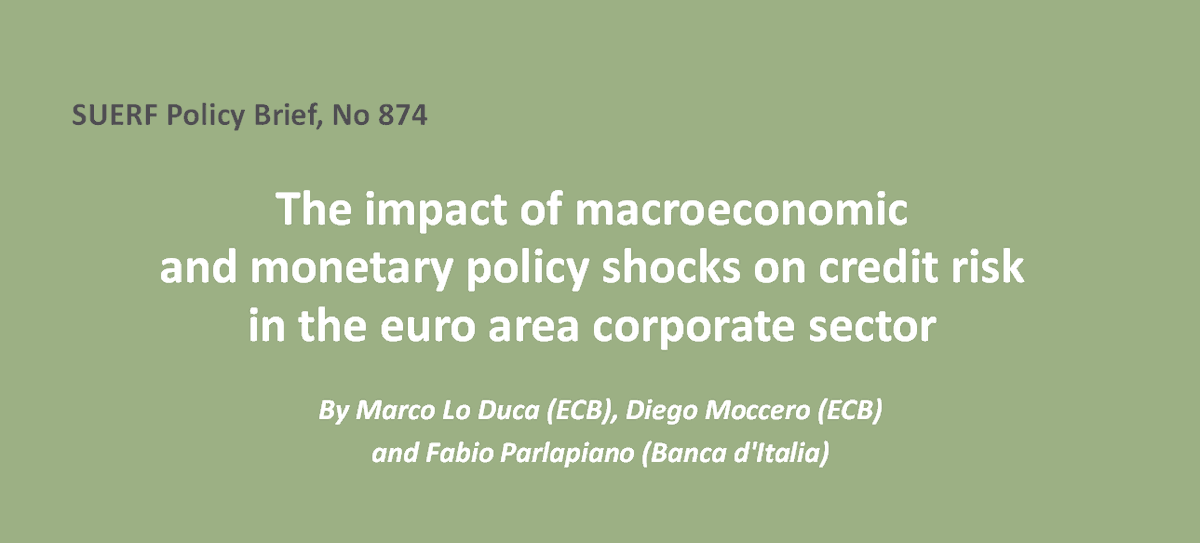 #SUERFpolicybrief “The impact of macroeconomic and monetary policy shocks on credit risk in the euro area corporate sector” by Marco Lo Duca (@ecb), Diego Moccero (ECB) & Fabio Parlapiano (@bancaditalia) tinyurl.com/4cebr9xf #CorporateCreditRisk #ProbabilitiesOfDefault
