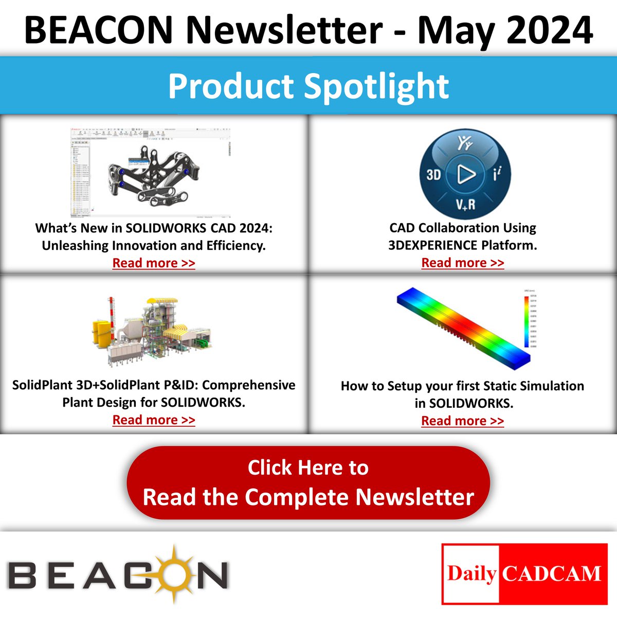 Our latest #Newsletter, May 2024 Edition, in partnership with @dailycadcam is now Live. Dive into exclusive content on Modeling & Simulation which can help to enhance Product Development Click here to Read the Complete Newsletter: beacon-india.com/wp-content/upl… #BEACONIndia #May2024