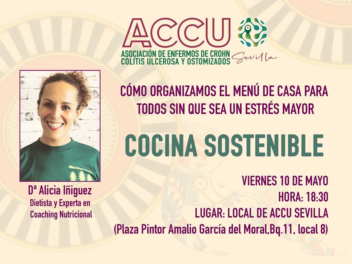 📷 19 MAYO | #DíaMundialEII 📷
Hoy a las 18:30 h. estaremos en nuestra Asociación hablando de dieta, cocina saludable y nutrición con nuestra compañera y colaboradora <a href="/AliciaDietista/">Alicia Iñiguez Bonilla Dietista-CoachNutricional</a>
Patrocinan: <a href="/Takeda_ES/">Takeda_ES</a> y <a href="/AbbVie_ES/">AbbVie España</a>

#VisibilidadEII #Crohn #ColitisUlcerosa #Ostomía
