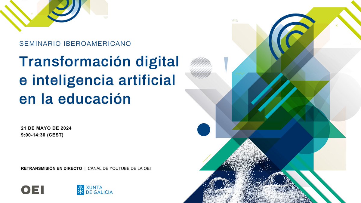 📚 La OEI, en colaboración con @Xunta, organiza el seminario “Transformación digital e inteligencia artificial en la educación”🧠💻 en el que se abordarán los actuales desafíos educativos a los que se enfrentan docentes y alumnado. 🗓️ 21 de mayo 🕘 9:00 - 14:30 (hora 🇪🇸) 📍