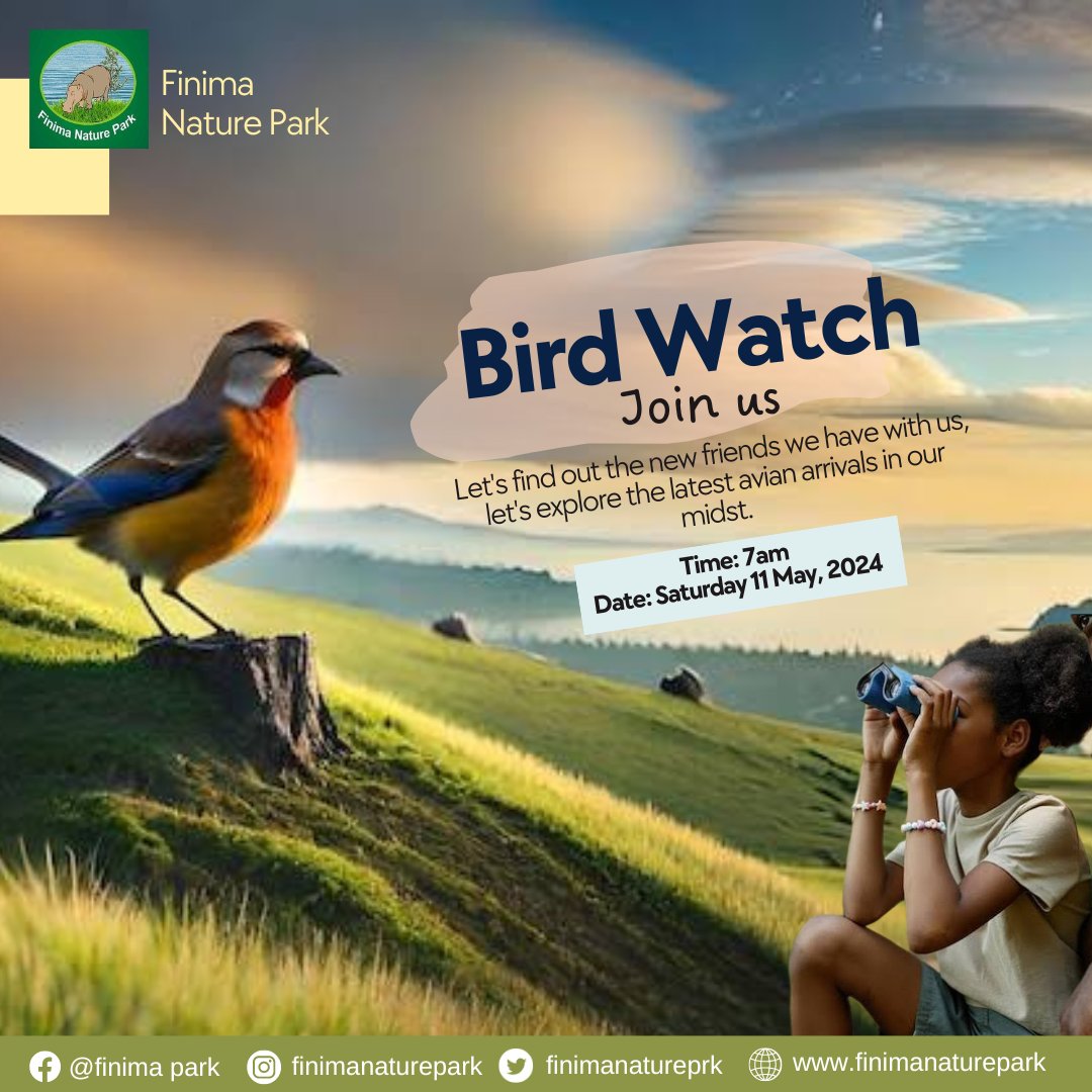 With curiosity as our compass, we'll delve into the world of feathered wonders, eagerly discovering the newcomers gracing our skies and surroundings.

Join us tomorrow for an amazing Bird Watching experience. 
#migratorybirds #FINIMANATUREPARK #𝒏𝒄𝒇 #environment