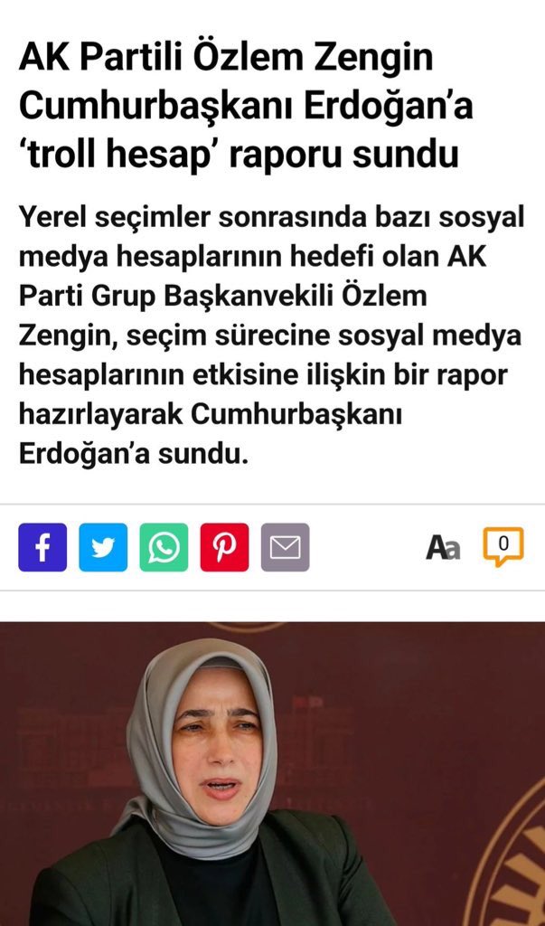 gizliservis06's tweet photo. AK Partili seçmenin “istemiyoruz, istifa et” diye g��nlerce gündemde tuttuğu Özlem Zengin, Reis’e “beni hedef alanlar” başlığıyla liste sunmuş.

Özlem Zengin’in lobi yapacağını ve kalacağını, Halk ile inatlaşılacağını biliyordum. 

Bunu bilerek yine de halkın sesini duyurdum. Çünkü sonuç bizi ilgilendirmez. 
Değişim süreci, halkın istemediği Özlem Zengin’in gitmesine endekslendi bir kere.

Gerisini AK Parti düşünsün.