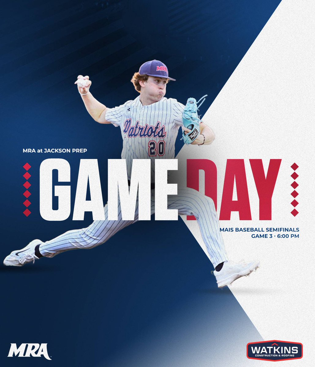 𝗙𝗿𝗶𝗱𝗮𝘆 𝗡𝗶𝗴𝗵𝘁 𝗶𝗻 𝗙𝗹𝗼𝘄𝗼𝗼𝗱 MRA travels to Flowood tonight for the deciding game three in the MAIS 6A semifinals. Winner advances to the State Championship series next week vs. PCS.