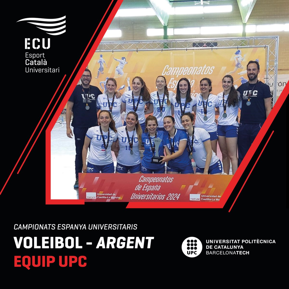 #CEU24 I Donem l’enhorabona a l’equip de la UPC, medallistes del CEU de voleibol ! 👏
🥈 Argent
📚 Universitat Politècnica de Catalunya CEU 
#EsportUniversitari #Esportcat
