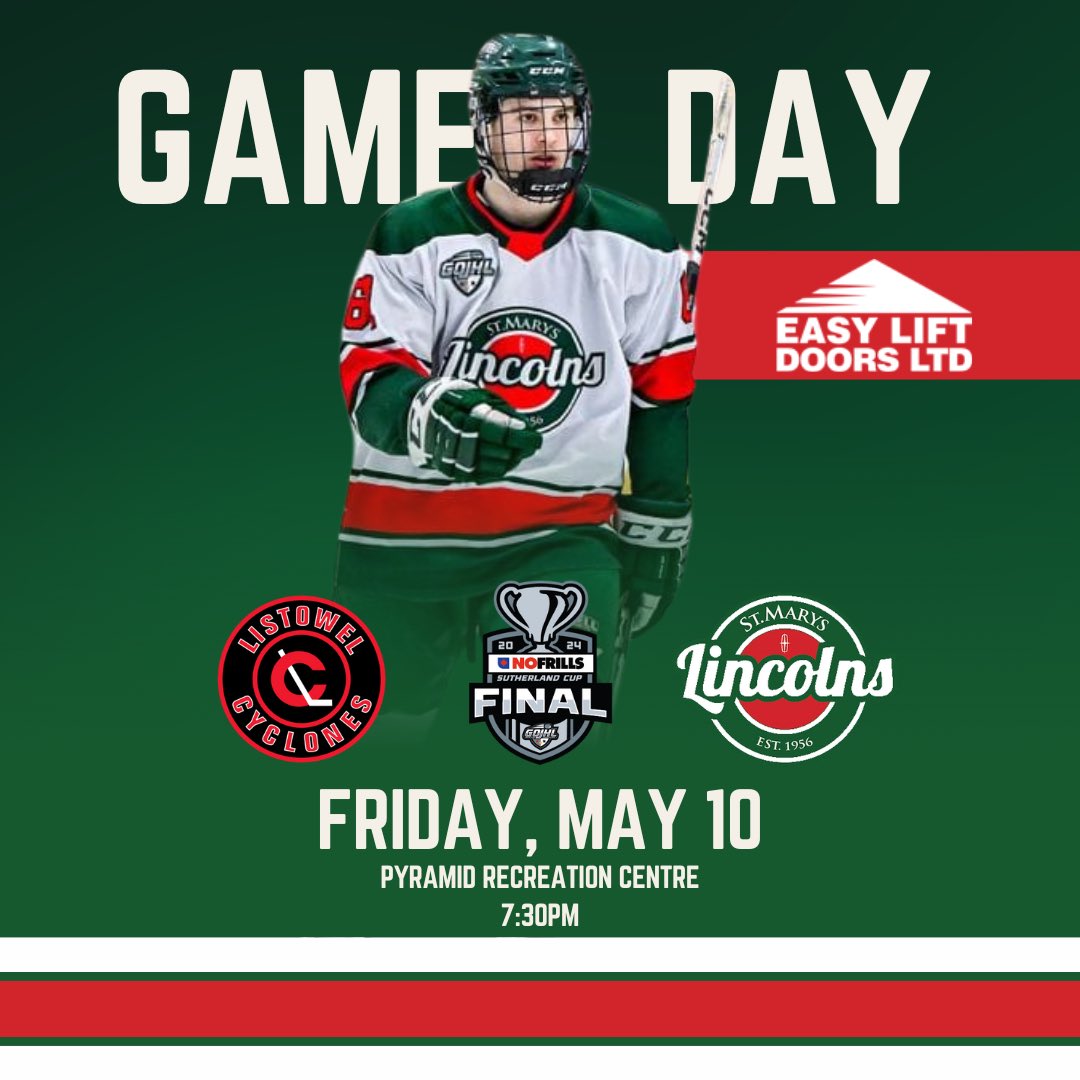 GAME DAY - Lincs host the Cyclones for game four of the Sutherland Cup Final, presented by Easy Lift Doors! We are sold out, but the game can be viewed in the community centre at PRC. Doors don’t open until 6:15pm #GoLincsGo