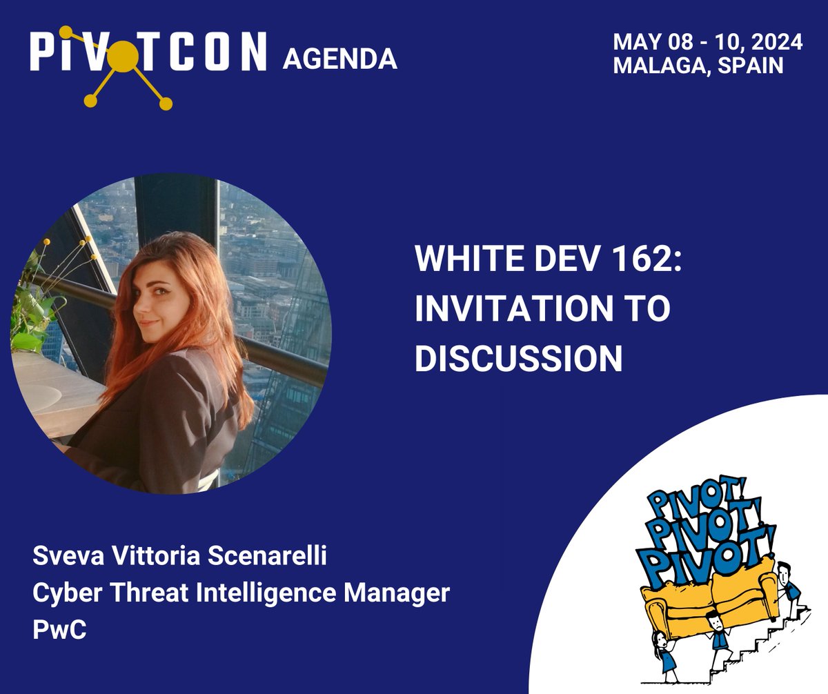 🎙️ @cyberoverdrive  with the research on #WhiteDev162 - threat actor conducting what appears to be both likely espionage and infoops against targets in US, UK, UA 

#PIVOTcon24 #CTI #ThreatIntel