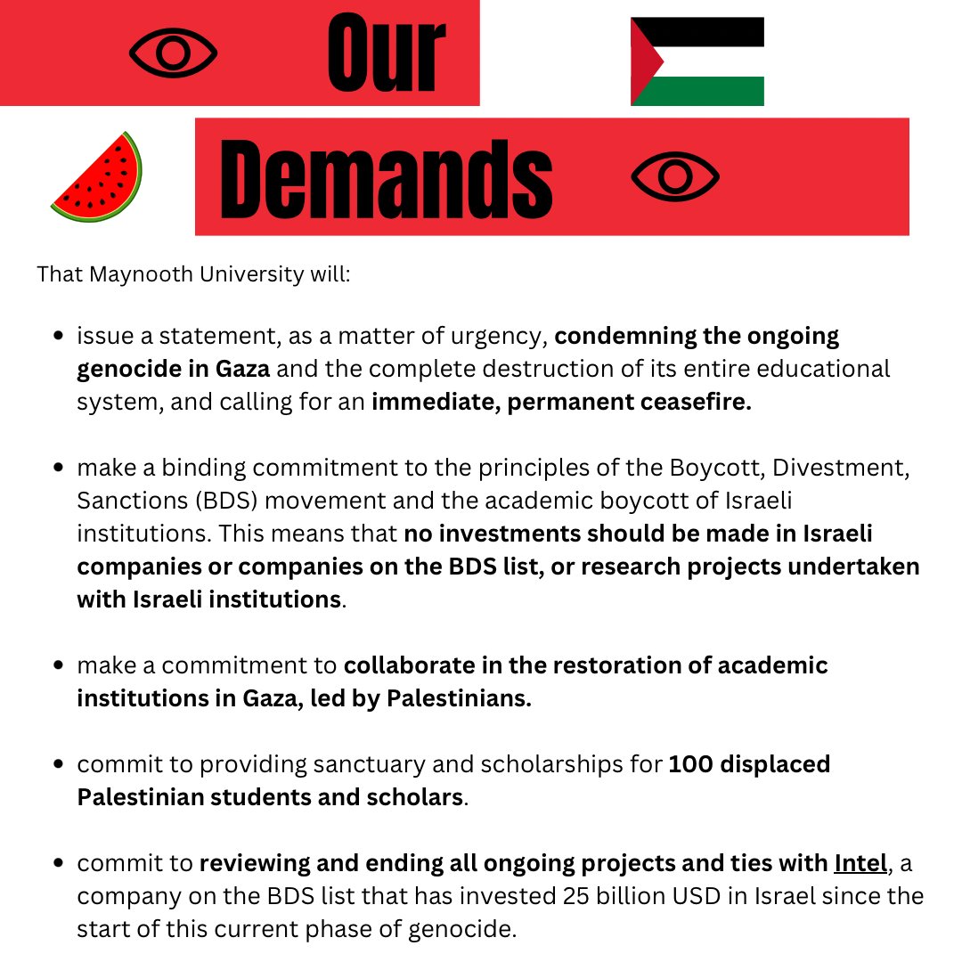 We are currently holding a sit-in in the Foyer of the School of Education! Our demands to @MaynoothUni are clear 👇 Come down and join us if on campus!