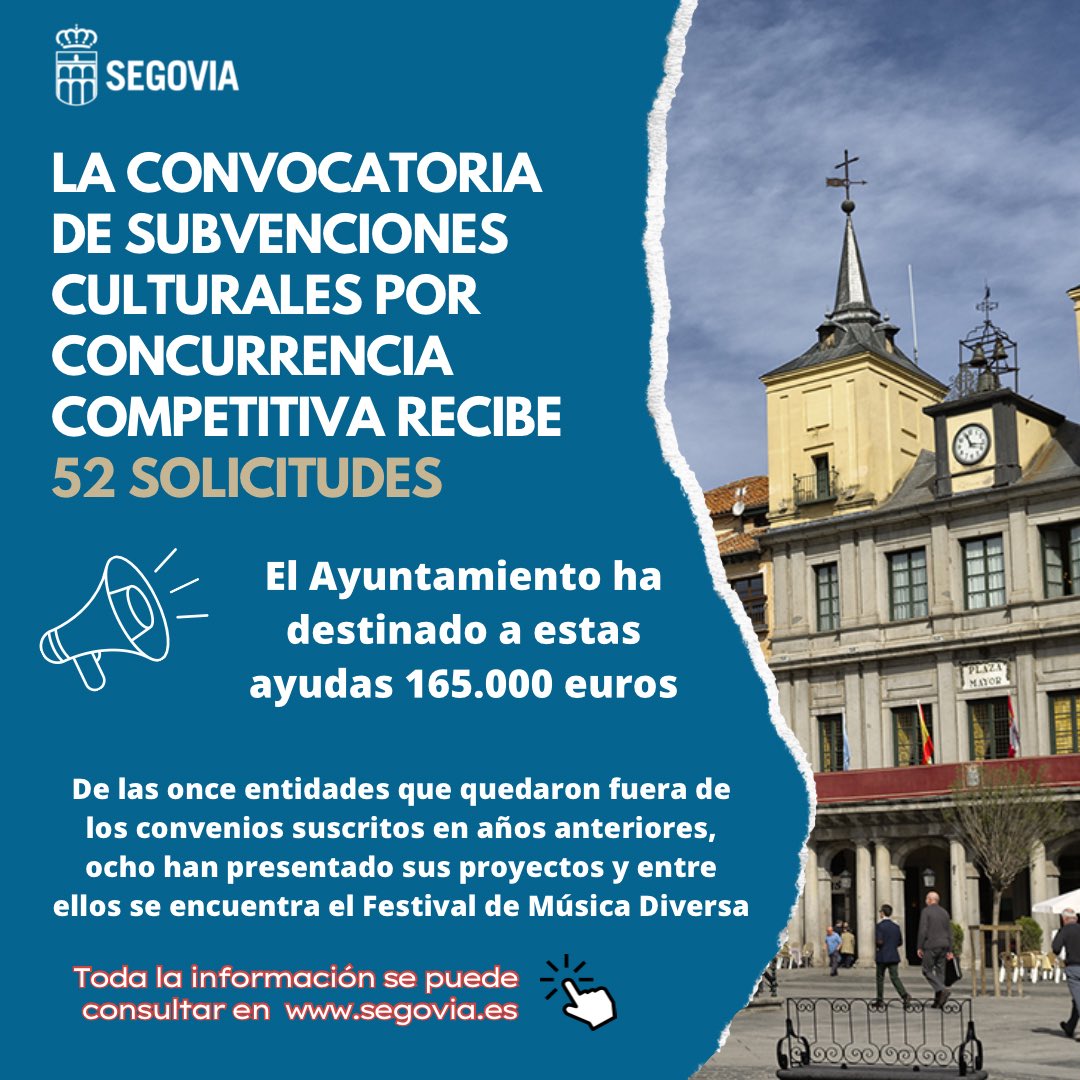 ✅La convocatoria de subvenciones culturales por concurrencia competitiva recibe 52 solicitudes. 🗣️El Ayuntamiento ha destinado a estas ayudas 165.000 euros.