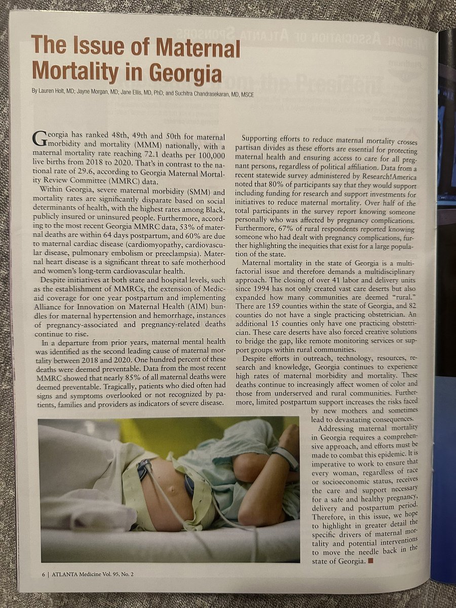 It was a labor of love to bring you this very special issue of #Atlanta #Medicine magazine, a journal of the @MedicalAssocATL. Focused solely on #maternalmortality, Cardiologists and Obstetricians together contributed. Serving as a guest editor, I co-wrote the first article.