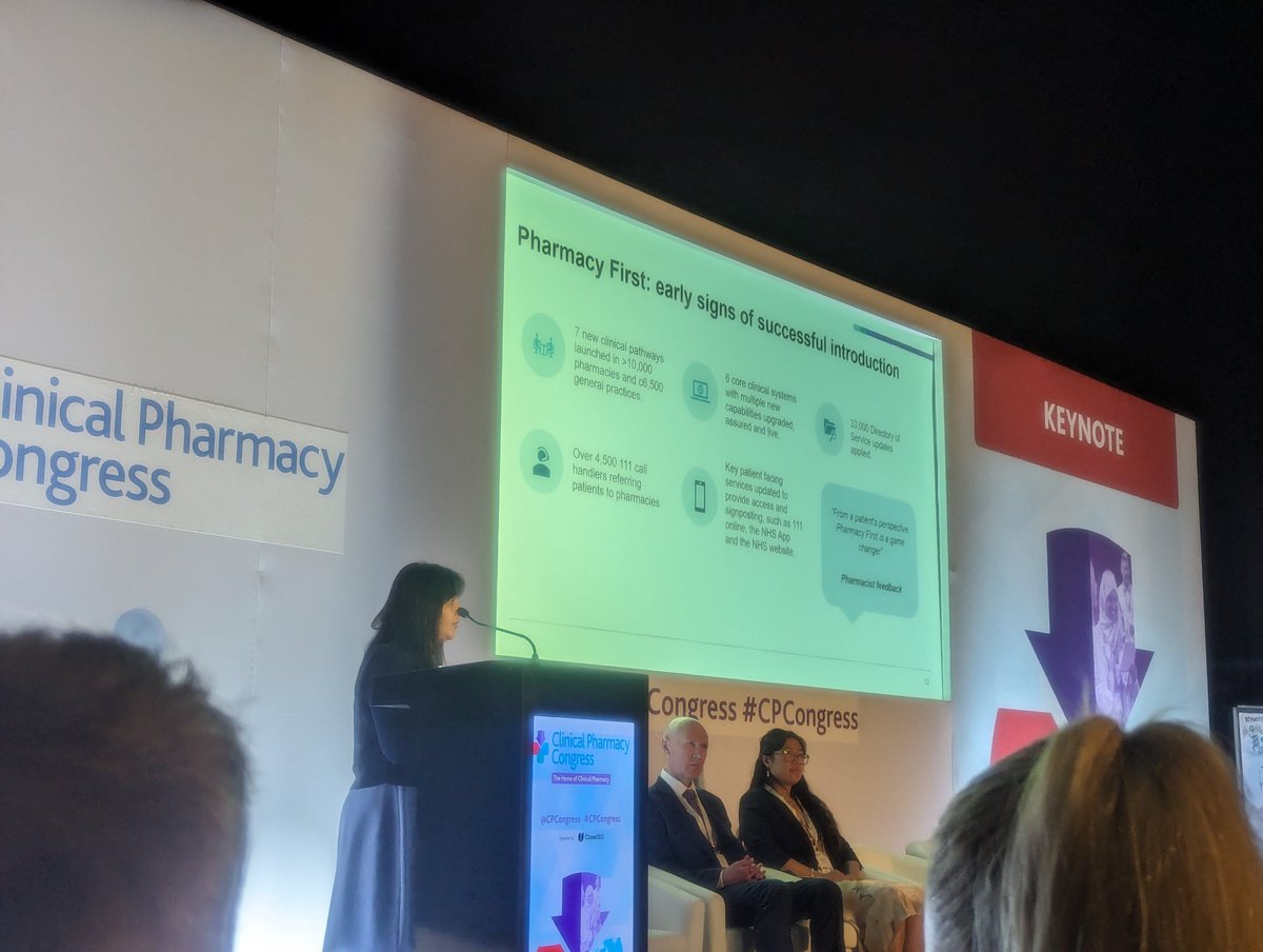 NHS England's Pallavi Dawda outlines the successes of Pharmacy First so far at #CPCongress. Slides suggest all GPs are participating, conflicting with reports from @NPA last weekend amp.theguardian.com/society/articl…