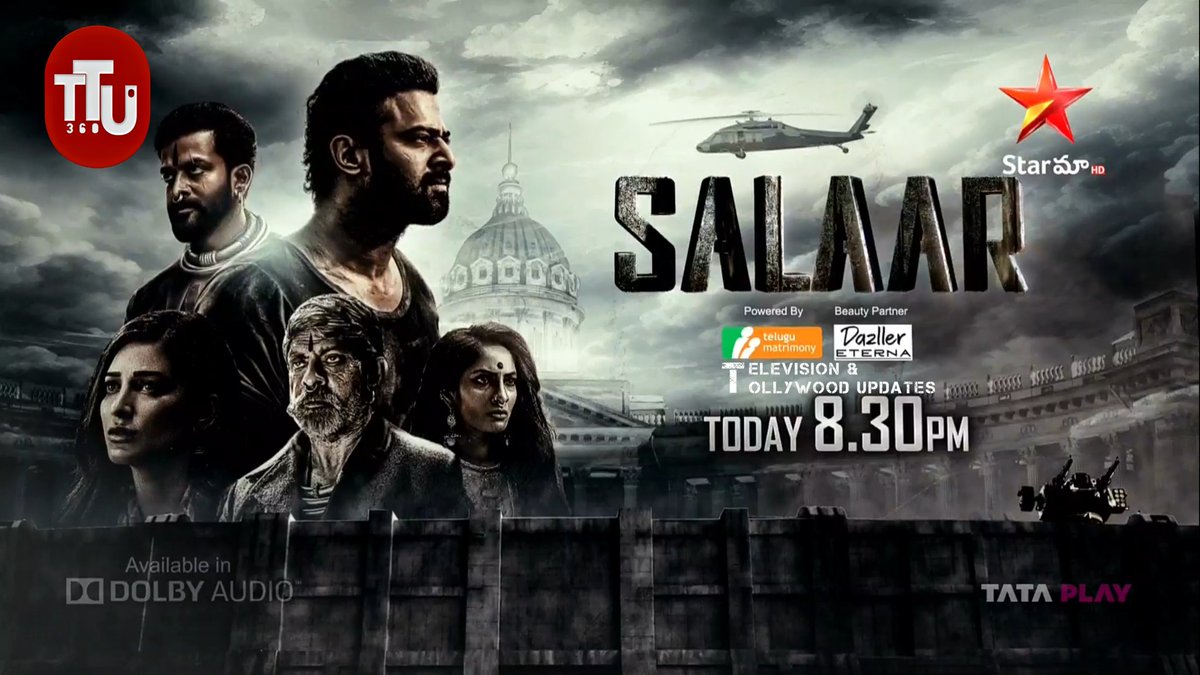 Blockbuster Movie #Salaar Today 08:30PM on #StarMaa #SalaarOnStarMaa #SalaarCeaseFire #Prabhas #PrashanthNeel #PrithvirajSukumaran #ShrutiHaasan