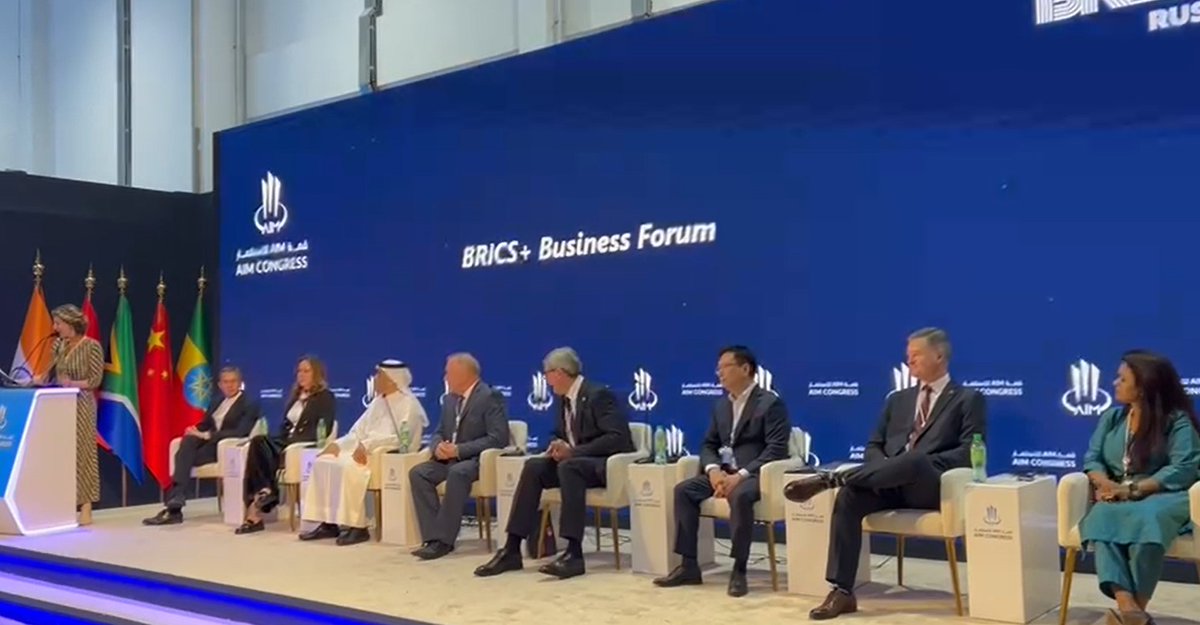 .@investindia participated in the BRICS+ Business Forum at @AIM_Congress 2024 in Abu Dhabi, UAE. Ms. @UgSujatha, VP, Global Partnerships, highlighted #InvestIndia's role in driving sustainable investments & engaging with BRICS partners for a collaborative ecosystem. #BRICS