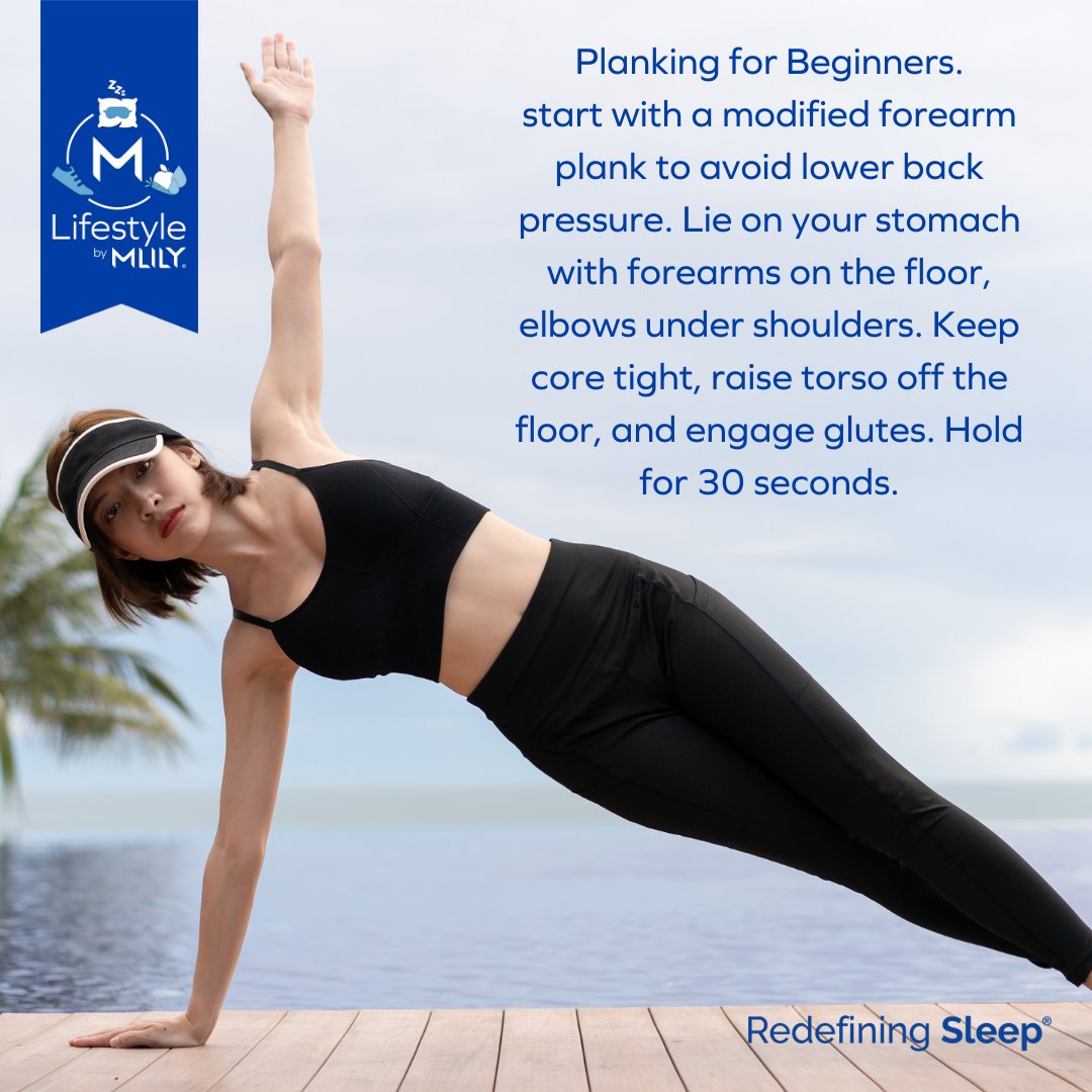 Planking for beginners. #RedefiningSleep #mlily #mlifestyle #sleep #comfort #sweetdreams #healthylifestyle #goodhealth #exercise