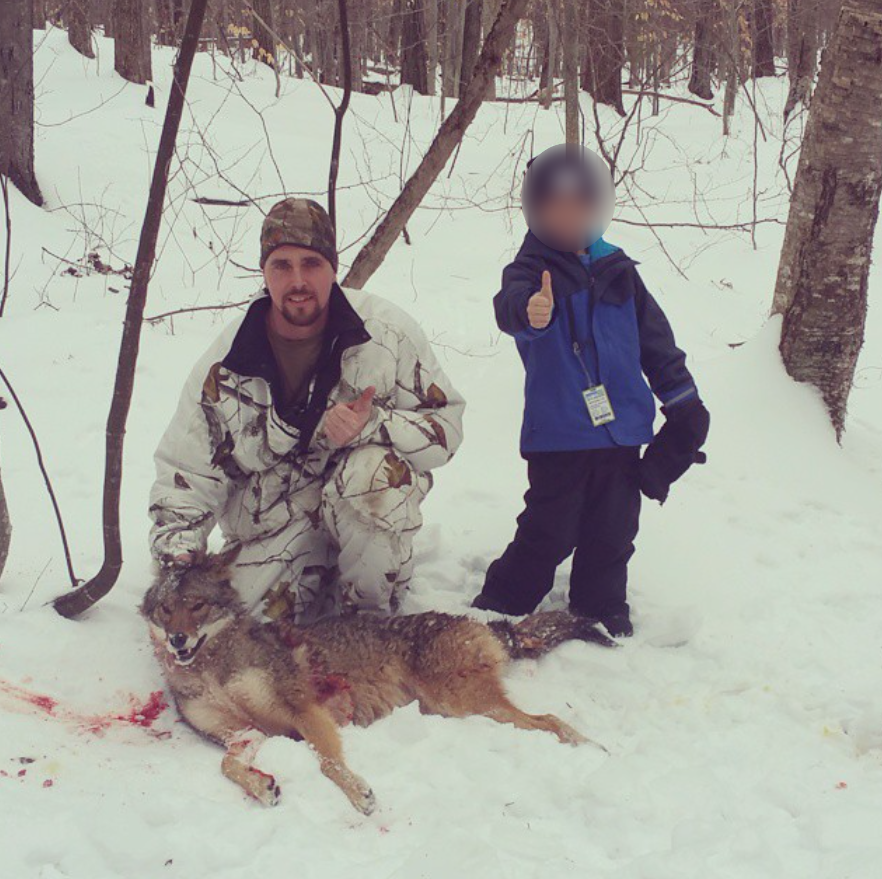 This NH #coyote hunter teaches his child to be proud of killing and torturing animals for recreation. The never ending cycle of removing the capacity for empathy and compassion out of children, ensuring they will continue the killing.  #CompassionOverKilling