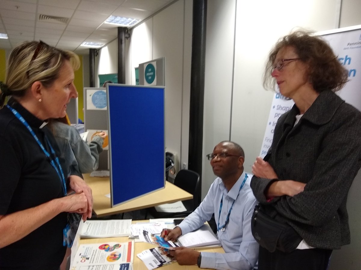 Deep in discussion - #PennineCarePeople conferring on the benefits of research and support available from Knowledge Service #InternationalNursesDay