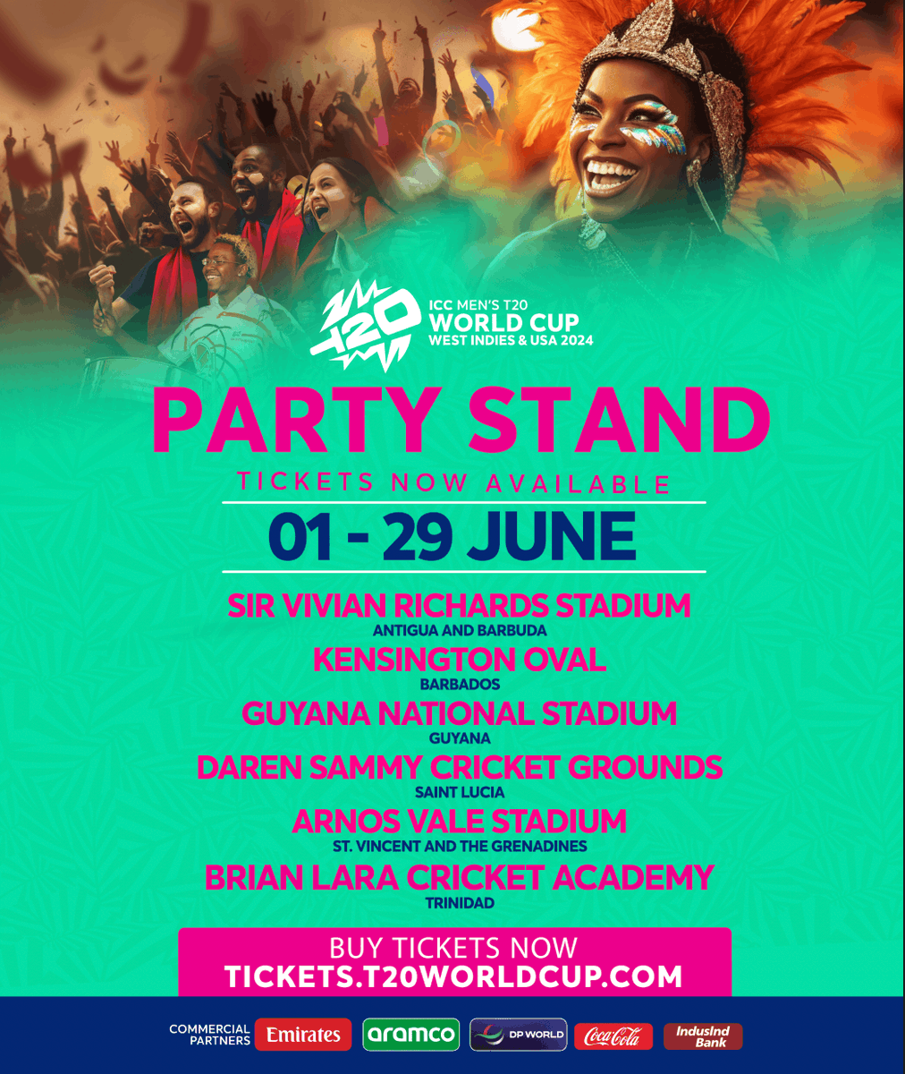 More vibes!🍻More action!💥 Get your party stand tickets for the ICC Men's T20 World Cup! Get tickets⬇️ tickets.t20worldcup.com #T20WorldCup