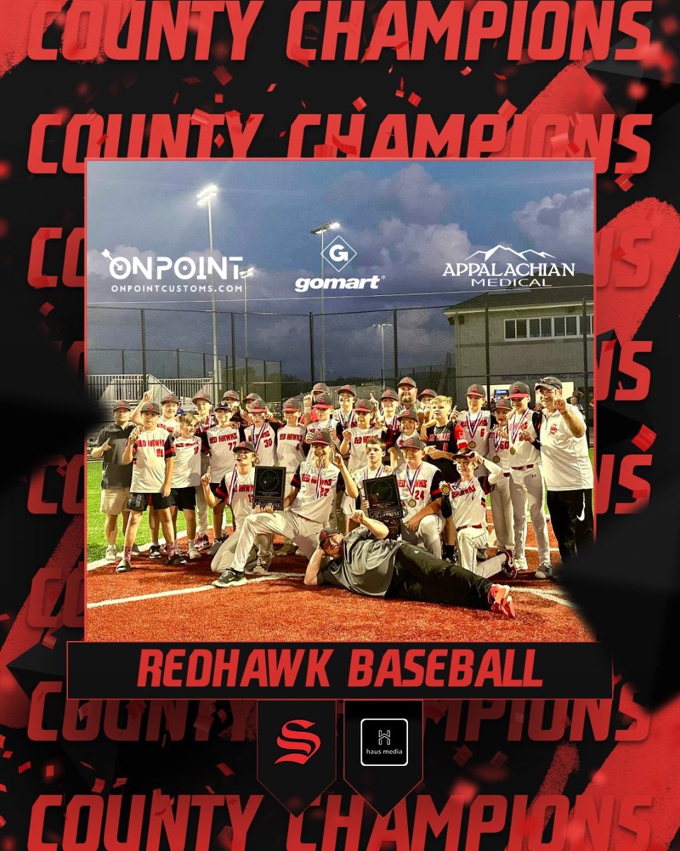 Congrats to Sissonville Middle RedHawk’s Baseball on going Undefeated this season and winning 4-2 over Elkview in the County Championship tonight! ⚾️🏆 Presented by: Appalachian Med, @GoMartStores & On Point