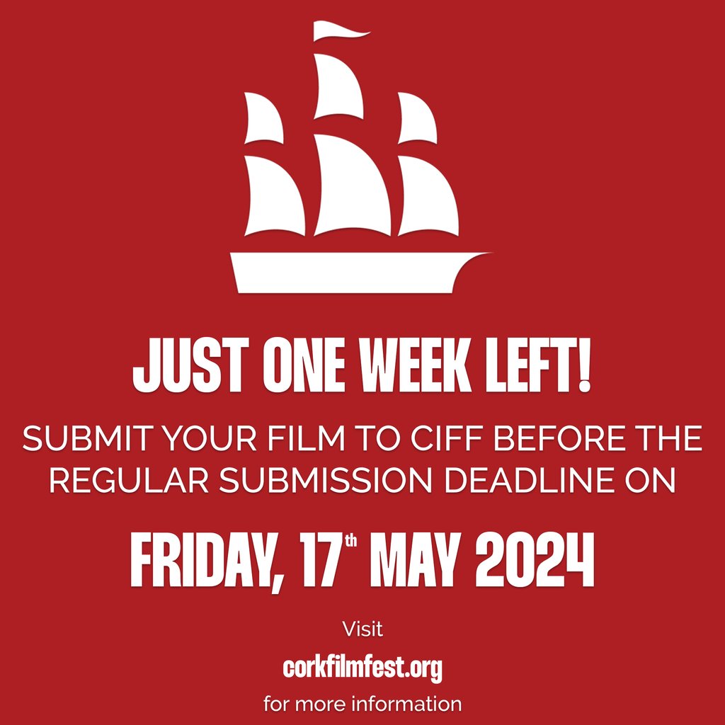 Submit your films to the #CIFF2024 now! ⏰ The Regular Submission Deadline on Fri 17 May is only a week away so don't miss out on Ireland's first & largest film festival 🎥 ⁠ 👉 l8r.it/cebY⁠ 📆 Late Deadline - Fri 12 July 📆 Irish Shorts Late Deadline - Fri 2 Aug