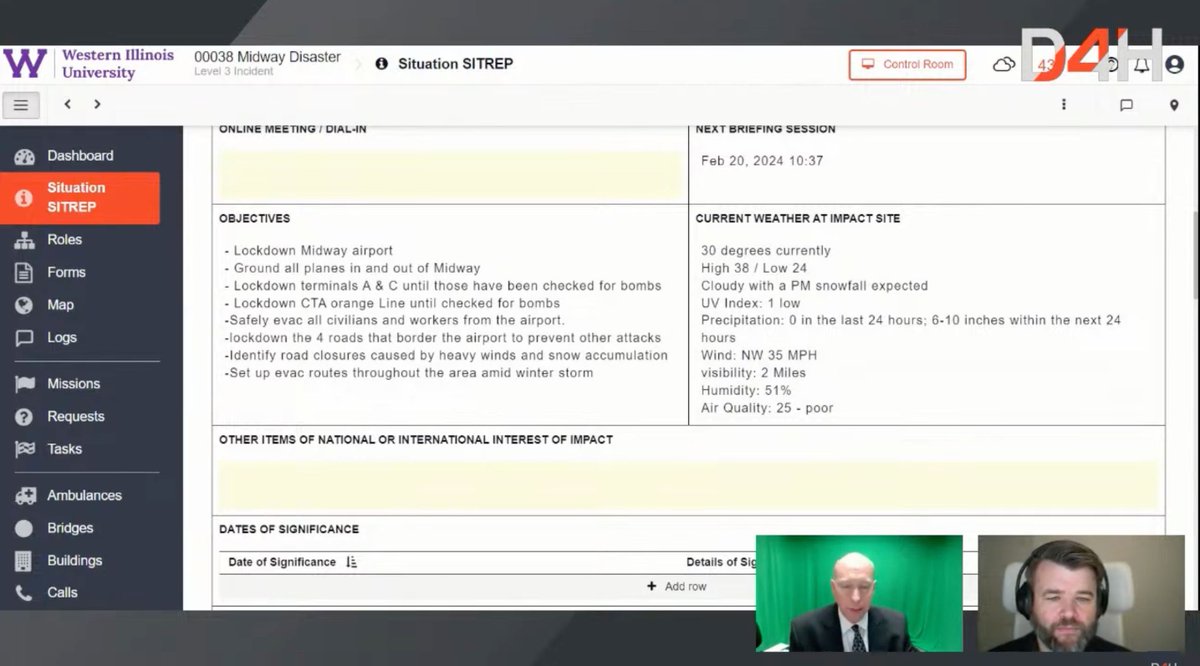 Interested to learn how D4H is being used in a classroom setting to prepare future emergency managers for the field?

Check out our latest blog post - d4h.link/WIU-blog 

#emergencymanagement #tech #preparedness #incidentmanagement #D4H  #EMGTwitter