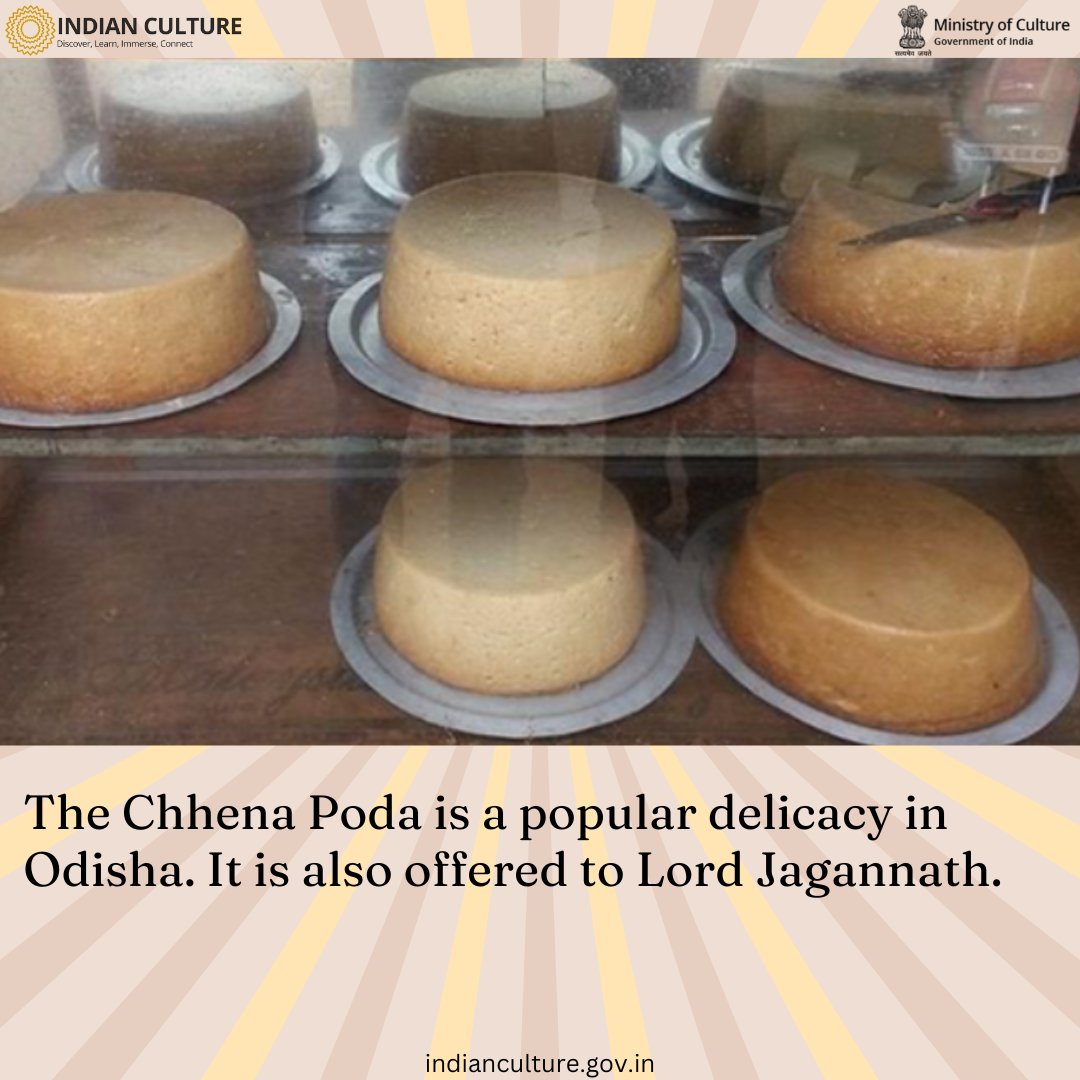 Did you know that Chenna Poda, a popular sweet in Odisha, was invented by accident? Read more about the cuisine of Odisha at indianculture.gov.in/cuisine/odisha#  #chhenapoda #chhena #sweets #desert #indiancuisine #odisha #Odiacuisine #food #indianfood #desifood #foodofindia #indiancuisine