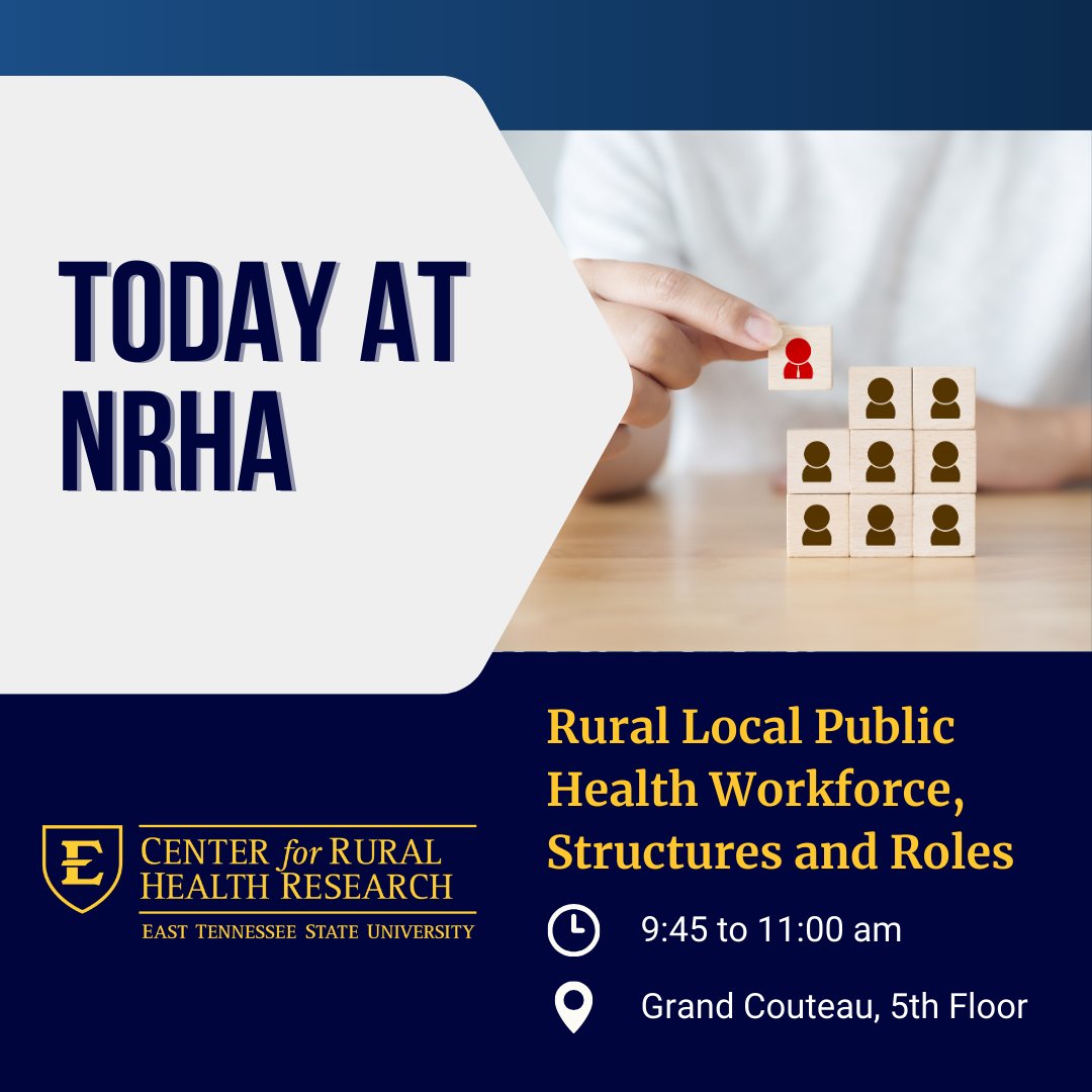 Join us this morning at the NRHA Annual Rural Health Conference to hear our research on 'Rural Local Health Workforce, Structures and Roles.' #RuralHealth