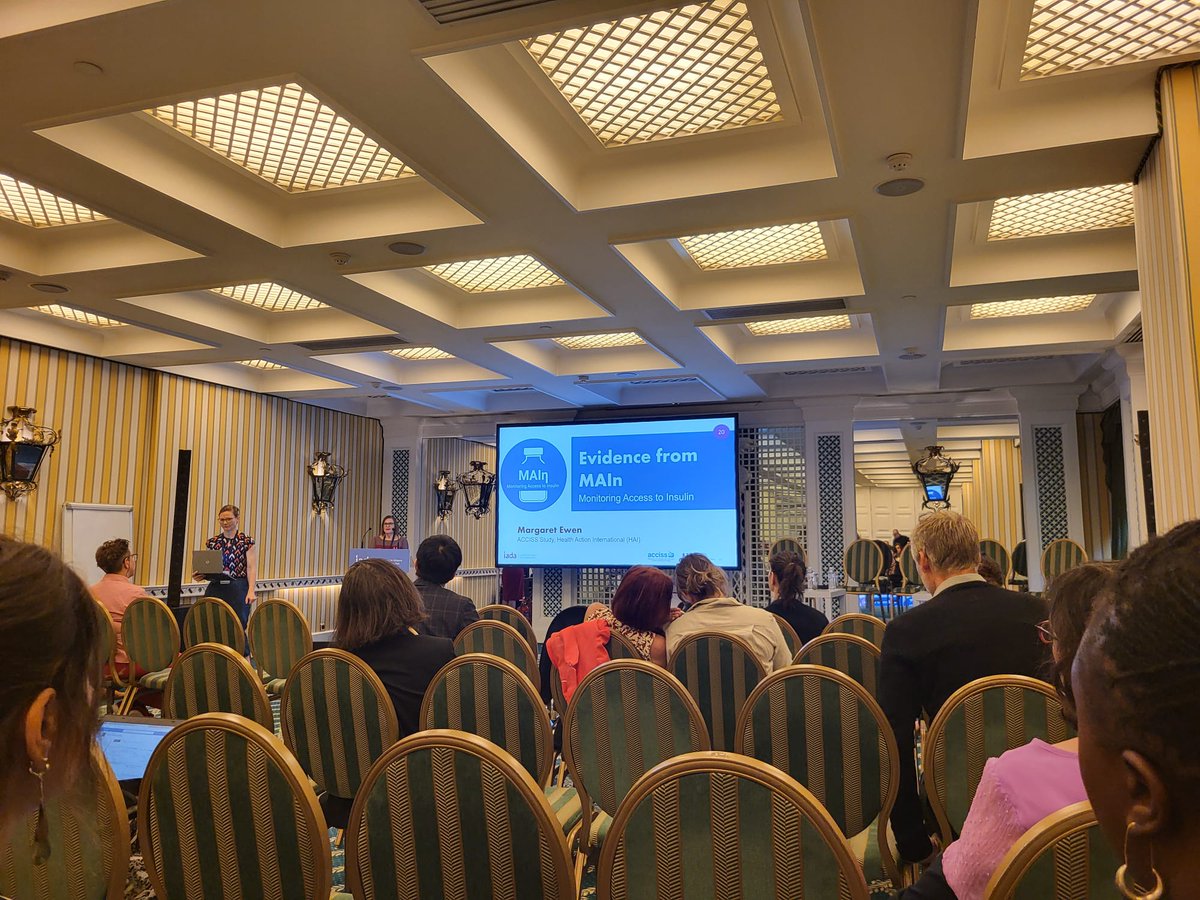 🎯HAI's ACCISS Study team is currently in Athens, attending the 4th Symposium on Diabetes in Humanitarian Crises organized by @IADA_diabetes. This morning, our senior project manager, @Marg_Ewen presented initial findings from the Monitoring Access to Insulin (MAIn) tool. #NCDs