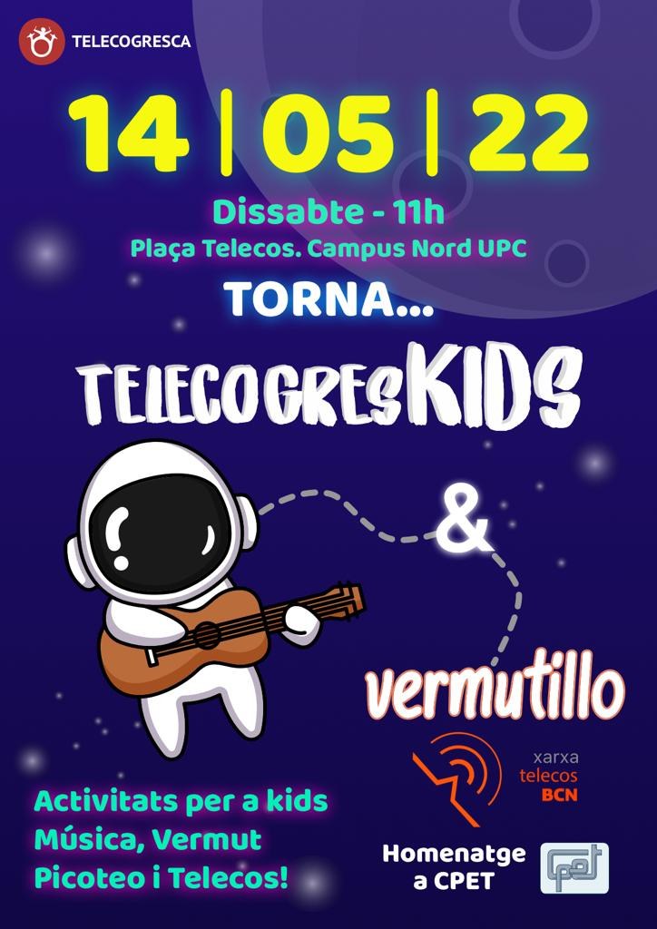 👦👧 Ja s'han divertit els adults, ara és el torn dels més petits!

Arriba la Telecogreskids, la Telecogresca per a tota la família👩‍👩‍👦‍👦
Amb música, vermut, picoteo i telecos!✨

📆 14 de maig 📌 Plaça Telecos. Campus Diagonal Nord #UPC.
telecos.upc.edu/ca/noticies/te…