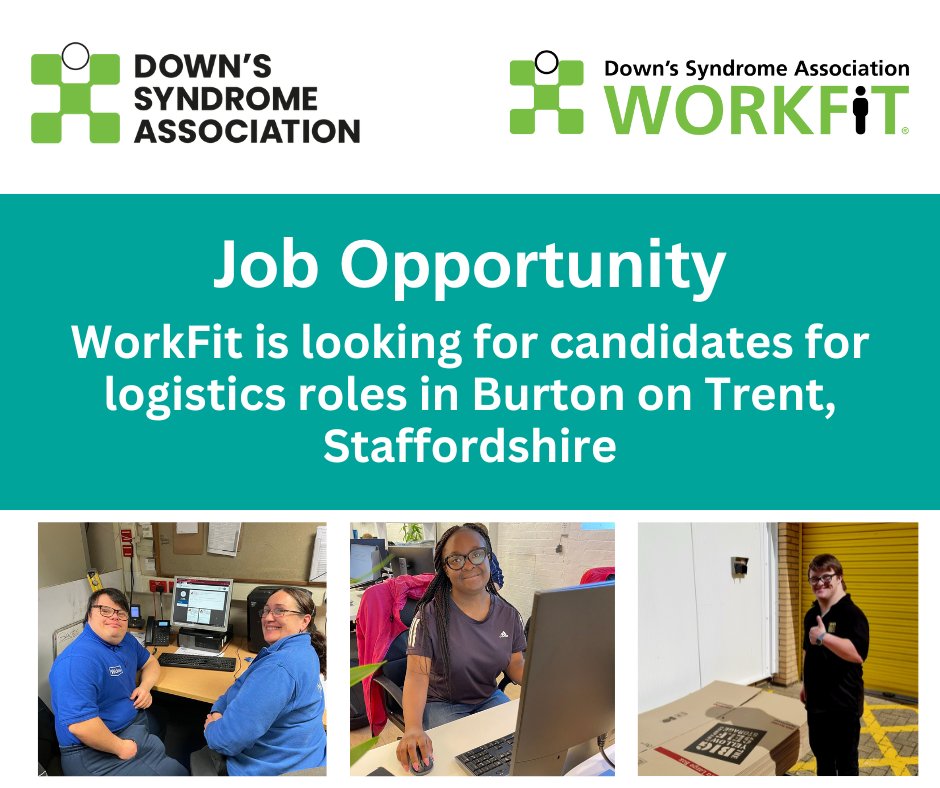 If you have Down’s syndrome and want to work with a logistics company in Burton on Trent, Staffordshire, this opportunity might be for you! Flexible hours & days to suit. Email us at dsworkfit@downs-syndrome.org.uk to find out more. #WorkFit #Logistics #JobOpportunity