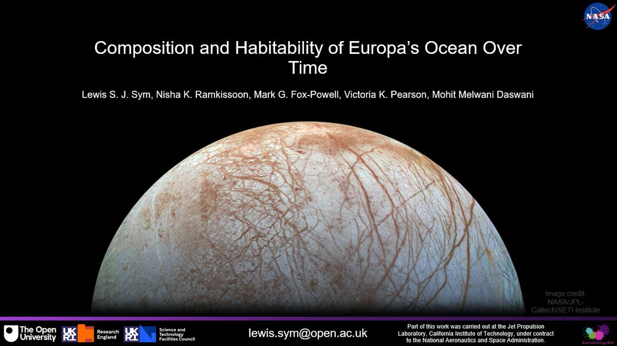 Mark Fox-Powell (@markfoxpowell) on Twitter photo It's Friday but #AbSciCon24 is not over yet!
Drop by the Chemical Cycling at Ocean Worlds session (today at 10:00) to see Lewis Sym from <a href="/Astrobiology_OU/">AstrobiologyOU</a> talk about his PhD work on how #Europa's ocean composition could have changed over time ππΎπ It's Friday but #AbSciCon24 is not over yet!
Drop by the Chemical Cycling at Ocean Worlds session (today at 10:00) to see Lewis Sym from <a href="/Astrobiology_OU/">AstrobiologyOU</a> talk about his PhD work on how #Europa's ocean composition could have changed over time ππΎπ