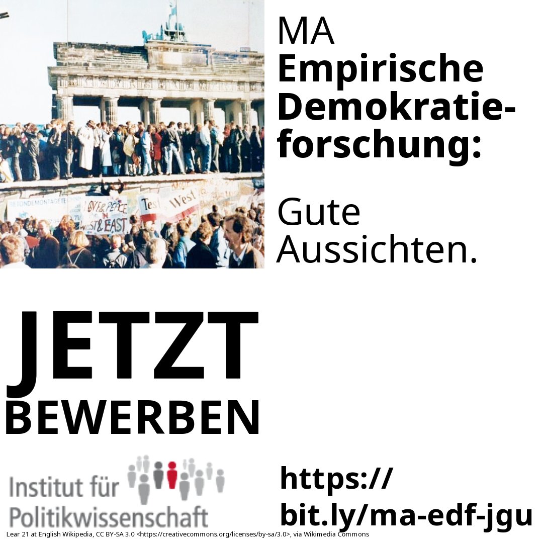 Wie gelingt Demokratie? Finden Sie es mit uns heraus. Jetzt noch bewerben für den MA Empirische #Demokratieforschung an der @uni_mainz bit.ly/ma-edf-jgu