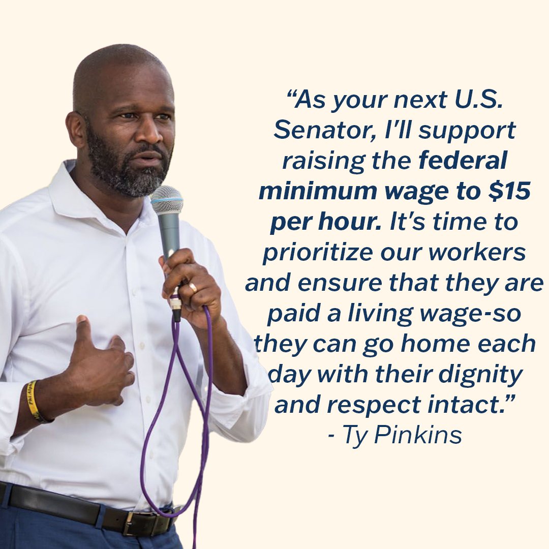 Mississippians work far too many hours for far too little pay. That's why I support legislation like the 'Raise the Wage Act,' which increases the federal minimum wage to $15/hour for all workers - including tipped workers and workers with disabilities. TyPinkins.com