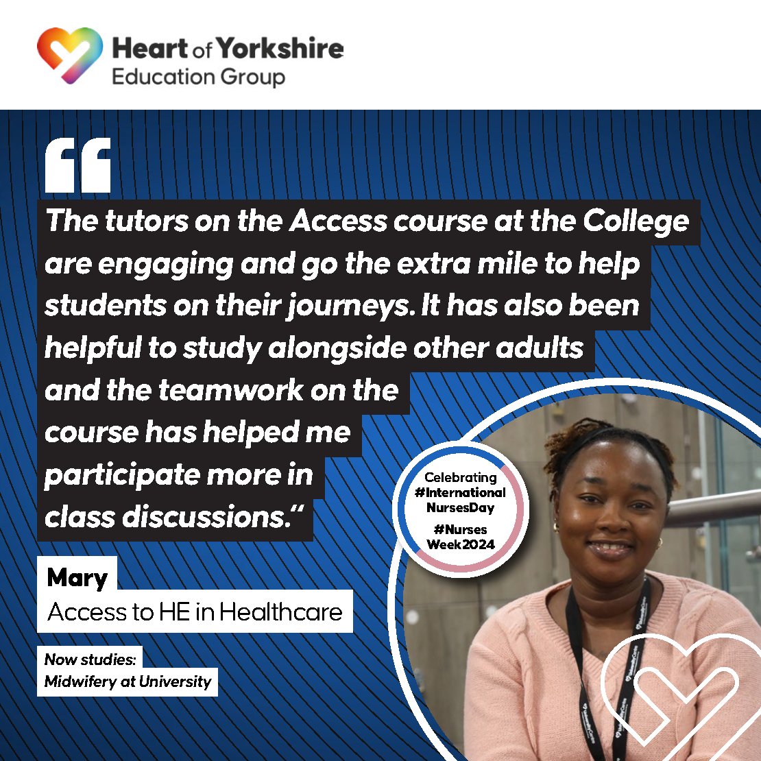 This week we are celebrating our nurses 👏 Mary studied our Access to HE Healthcare course and has now progressed onto Midwifery at University! Read about her experience👇 #NursesWeek2024 #InternationalNursesDay 👩‍⚕️