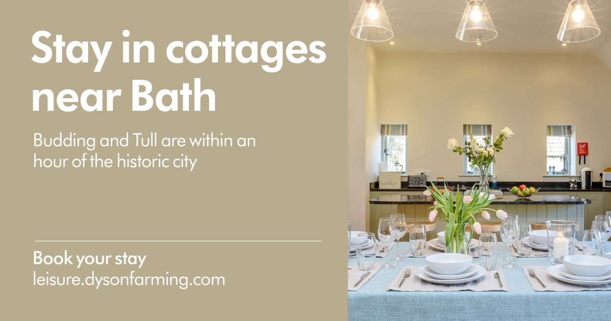 Budding and Tull are beautiful stone holiday cottages on the edge of Bath, perfect for a weekend away.

The Royal Bath and West Showground is also just an hour away. 🚜

For more information visit leisure.dysonfarming.com/holiday-cottag…

#royalbathandwest #holidaycottages