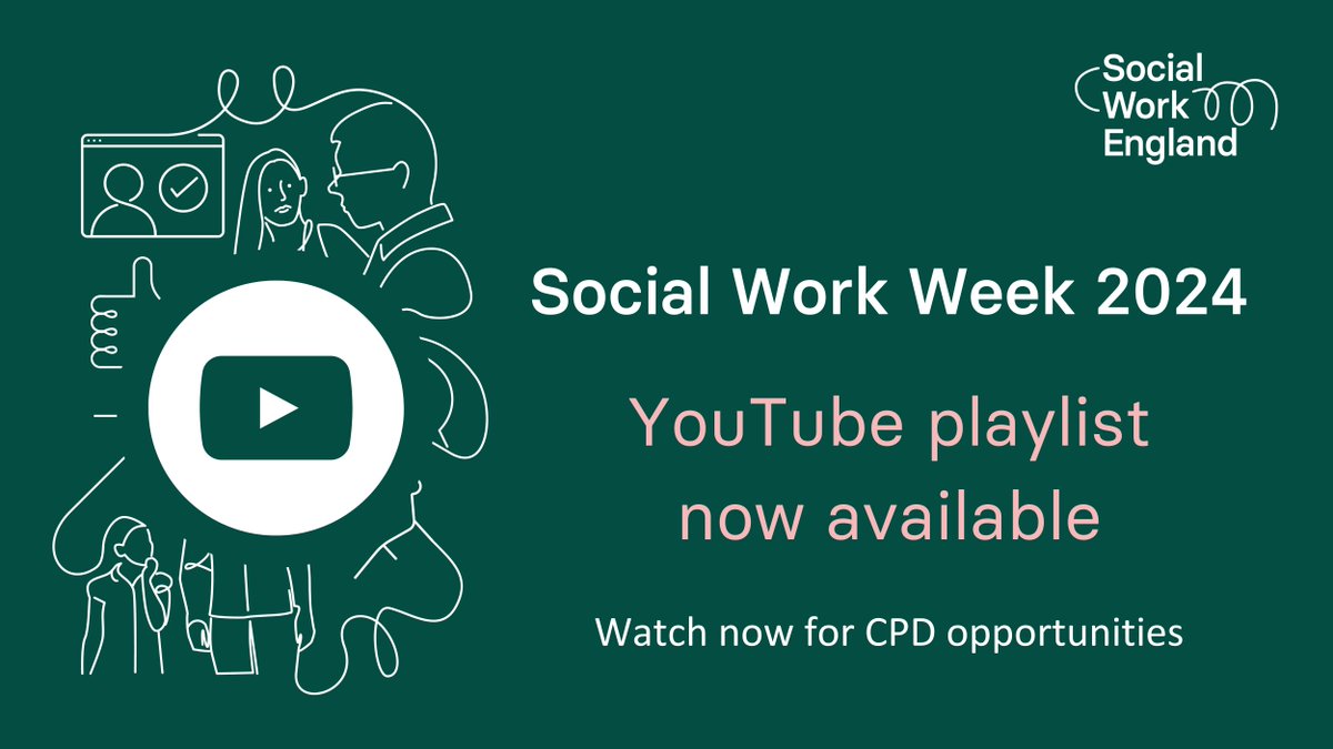 A playlist of our recorded #SocialWorkWeek2024 sessions is now available on our YouTube channel. Each session provides unique learning that social workers can reflect on as part of their ongoing continuing professional development (CPD). Watch them now: ow.ly/48KP50RBaqS